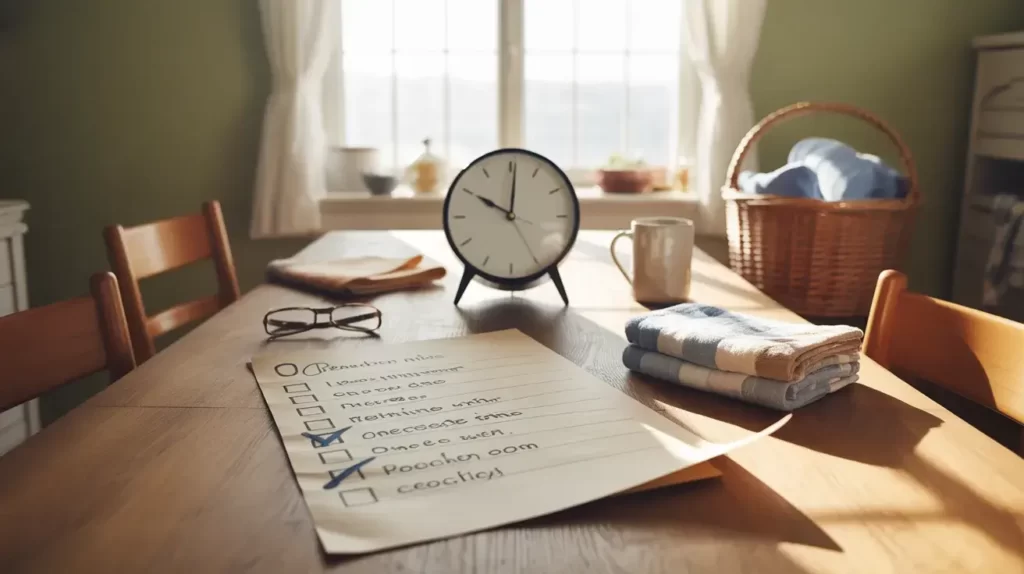 A realistic lifestyle photo representing a calm one-hour reset.