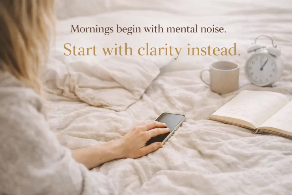Mornings begin with mental noise. Start with clarity instead.