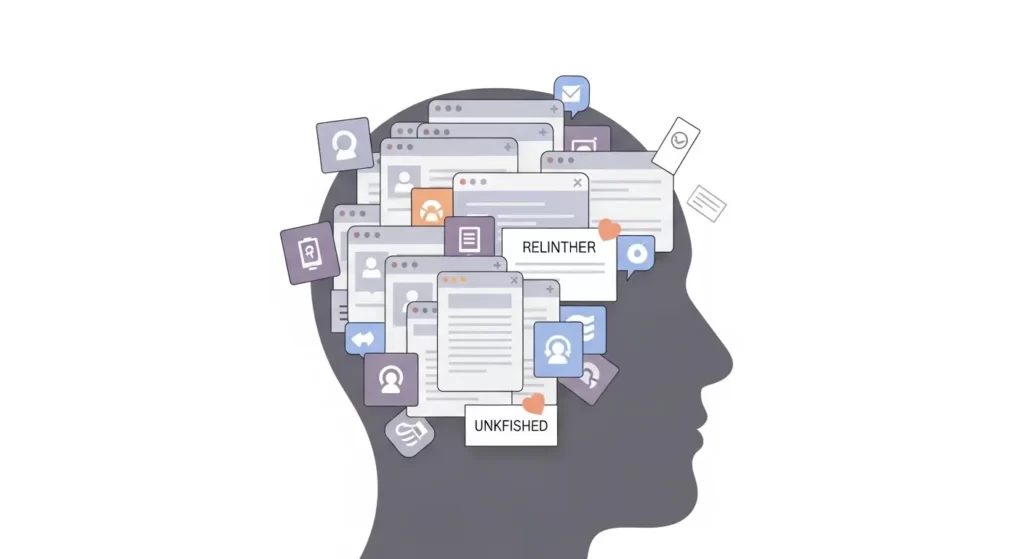 Mental load exhaustion caused by too many background processes running in the mind