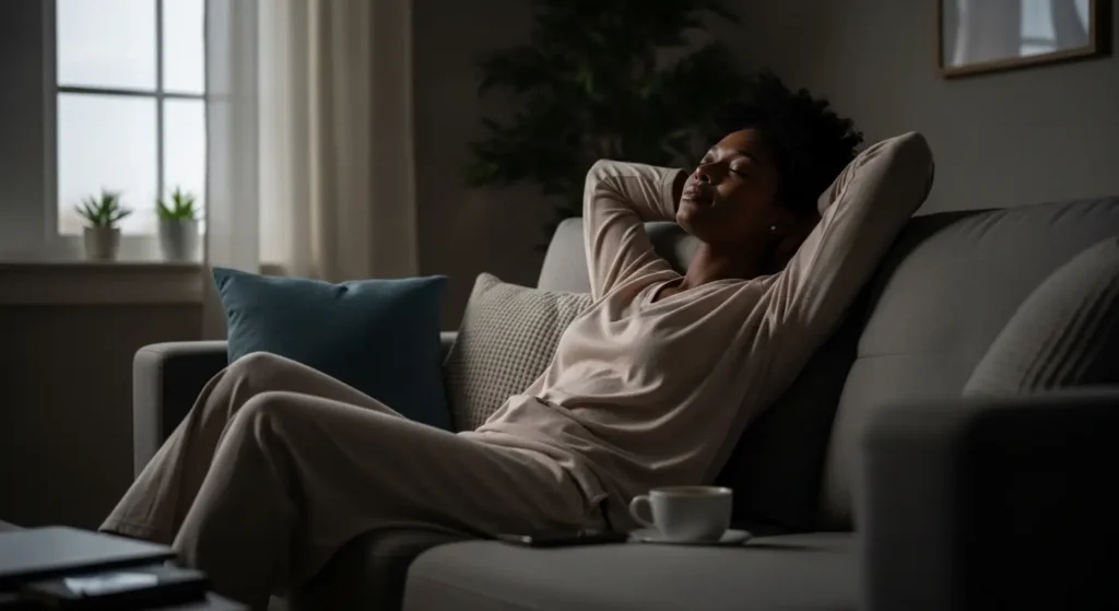 Rest and relief after releasing mental load at the end of the day